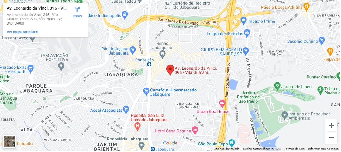 Mapa da localização do empreendimento My One Estação Conceição, a 600m do metrô Conceição, do complexo empresarial do banco Itaú e do Senac Jabaquara